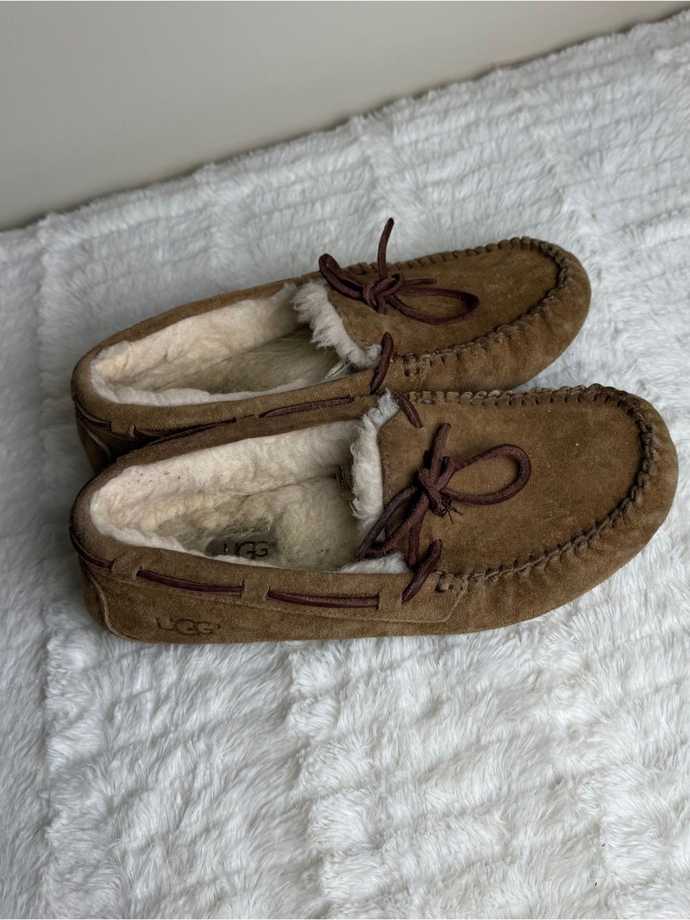 UGG Chestnut Brown Suede Moccasin Slippers